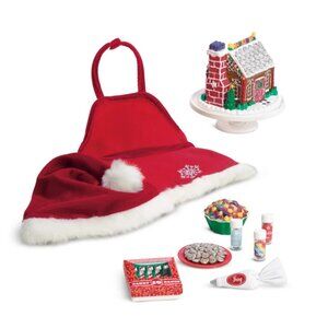 American Girl Sugar & Spice Baking Set Gingerbread House Santa Hat Christmas